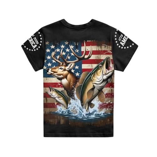 Image of WELLFLYHOM Kids Tshirts Girls Boys Short Sleeve Crewneck Tees Shirts Casual Sport Pullover Tops Size 3-16 Years