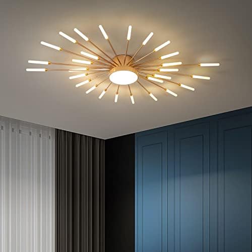 Modern LED Ceiling Light,12+1 Heads Semi Flush Mount Black Chandeliers Ceiling Lighting for Bedroom Living Room Kitchen Dining Room Restaurant