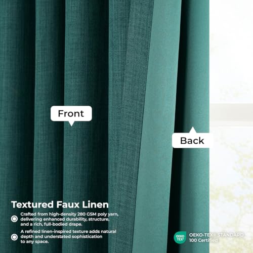 Image of HPD Half Price Drapes - Faux Linen Curtains for Living Room (1 Panel) - 100W X 120L - Extra Wide Textured Room Darkening Curtains for Bedroom 120 Inches Long - Drapes for Home Decor, Slate Teal