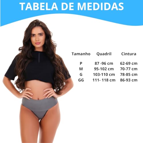 Kit 3 Calcinhas Modeladora Cintura Alta Zero Barriga Power Fitness Cós Duplo - EL EVA LINGERIE (M)