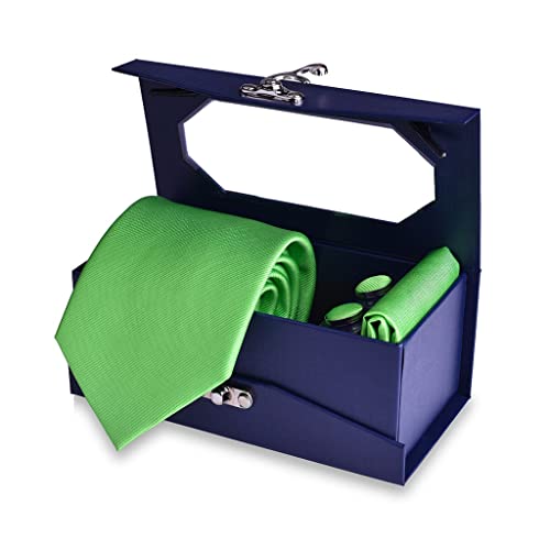 Set de corbata, pañuelo y gemelos para hombre en caja de regalo