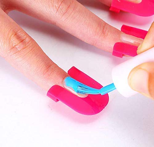 ONWON 26 Pcs (10 Sizes) Reusable Soft Plastic Nail Polish Stencil Spill Proof Manicure Protector Tools