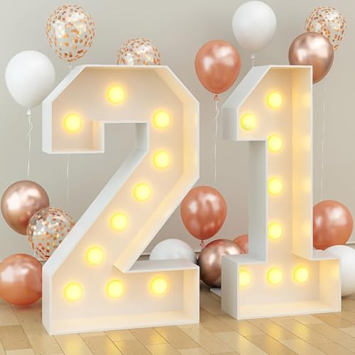 2-Piece Set -3ft Birthday Digital Lights, Multiple Digital Lights to Choose from, can be Freely Matched, Suitable for Birthday Parties of All Ages (1, 21)