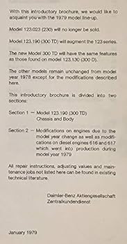 Paperback Mercedes-Benz Model 300 TD and Changes for Model Year 1979 USA Book