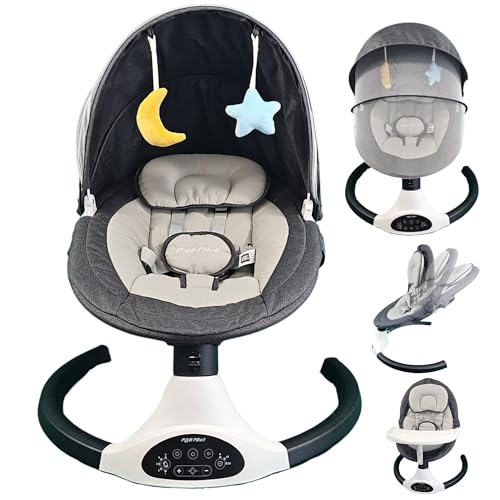 Image of P@B PBell Stationary Baby Swings for Infants,Portable Swing for Baby Boy Girl,Electric Bouncer, Bluetooth Music Speaker,5 Speeds-Remote Control,5 Points Seat Belt Baby Swings Chair with Toys.