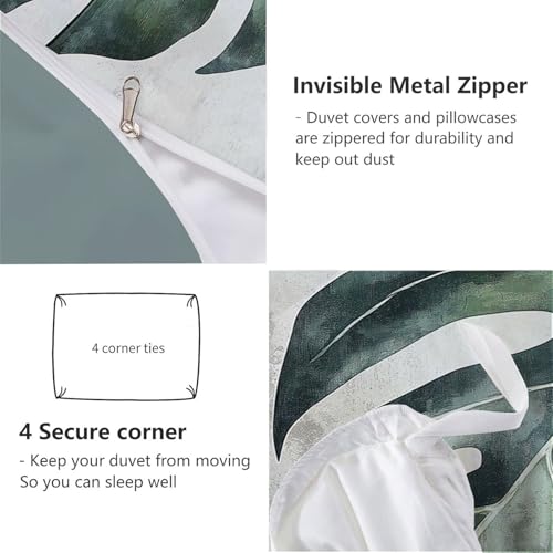 Housse de couette 200x200 microfibre gris vert avec zip