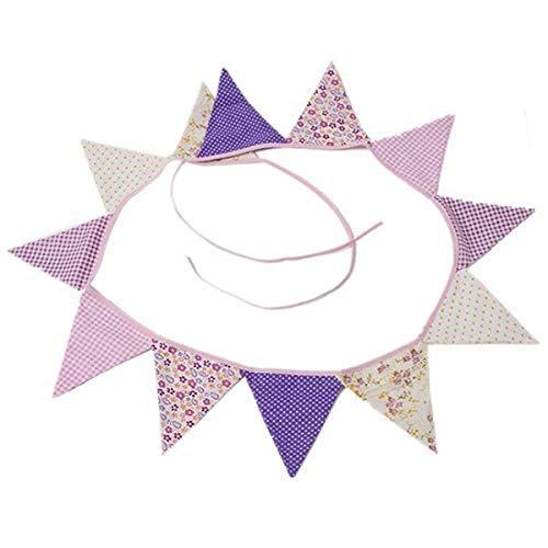 Jesienne kolorowe flagi Girlanda chorągiewek z tkaniny bawełnianej, wielokolorowa, 230 cm(Blue purple)