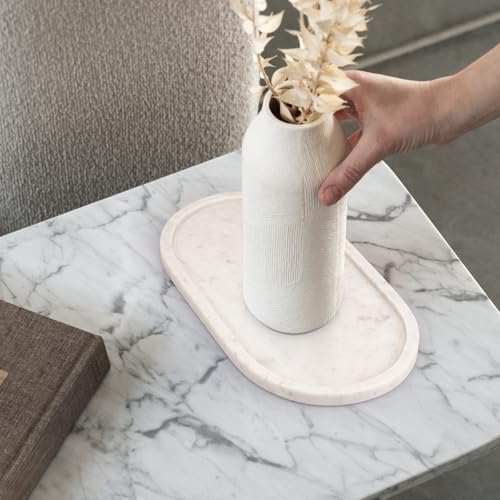 EHC Decorative Large Oval Marble Serving Tray for Bathroom, Vanity, Jewellery, Coffee Table Accessory, Multipurpose Organizer - White - Cosy Home Interiors EHC Decorative Large Oval Marble Serving Tray for Bathroom, Vanity, Jewellery, Coffee Table Accessory, Multipurpose Organizer - White - Image 7