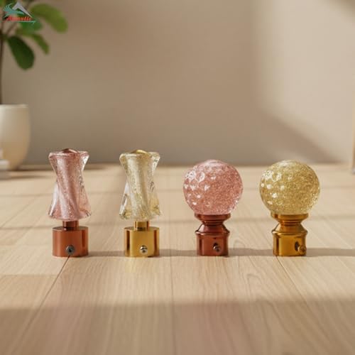 Image of Atlantic Curtain Rod Finials Set of 2, Decorative Textured Resin Finials with Rose Gold Finish for Standard Drapery Rods