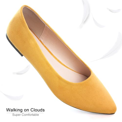 Image of Dear Time Women's Pointed Toe Ballet Flats Simple Casual Office Work Flats Slip-on Comfortable Shoes