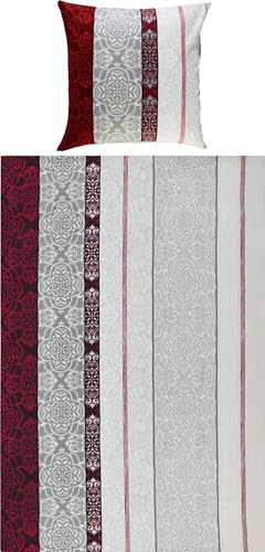 REDBEST Bettwäsche Biber weinrot Größe 1x 135x200 cm + 1x 80x80 cm