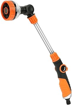 AOOWU Watering Lance, Extended Hose Pipe Spray Gun with 8 Modes, 180  Rotating Long Garden Hose Gun, Watering Wand for Hanging Basket Watering, Lawn Watering, Car Washing, Pet Shower
