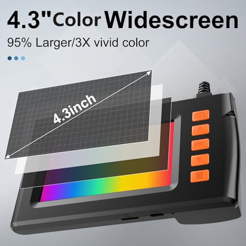 Cámara Endoscópica Industrial con Pantalla HD de 4.3'', Cámara de Inspección Borescopio 1080P con 8 Luces LED, Alcance Impermeable IP67 para Automotriz, Tuberías, Paredes y Drenajes (5M (16.4FT)) miniatura 2