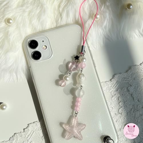 Image of SNOWY SHOP Korean Silver Bow Phone Charm - Cute Heart & Starfish Pendant | Aesthetic Korean Mobile Chain, Bag Hanging & Keychain Jewelry for Girls & Women