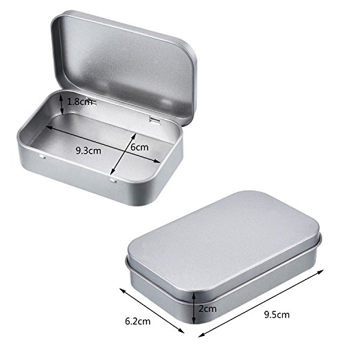 Image of Hotop 40 Pack Metal Rectangular Empty Hinged Tins 3.75 x 2.45 x 0.8 Inch Box Containers with Lids Mini Portable Box Small Storage Kit, Home Organizer (Silver)