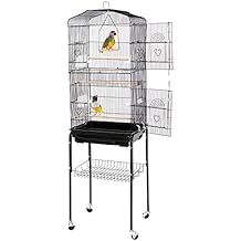 ZENY 63.4 Inch Bird Cage, Rolling Wrought Iron Parrot Cage with Side-Out Tray, Storage Shelf, Pet Bird House for Parrot Cockatiel Cockatoo Parakeet Macaw Finches