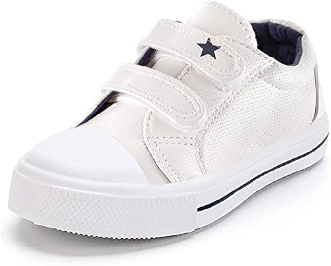 K KomForme Toddler Boys & Girls Shoes Kids Canvas Sneakers with Cartoon Dual Hook and Loops
