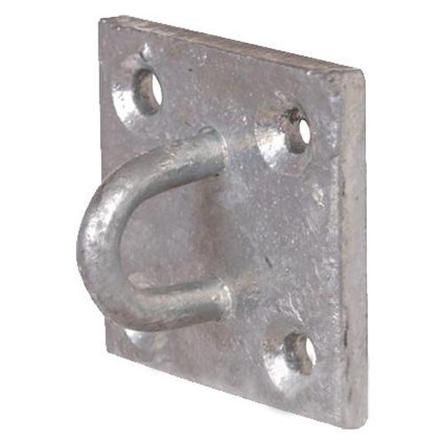 Merriway BH02050 6mm Dia. Metal Wall Anchor Staple on Plate Galvanised Rustproof Steel, 50mm (2 inch) Square 6 mm, (Pack of 1), Grey