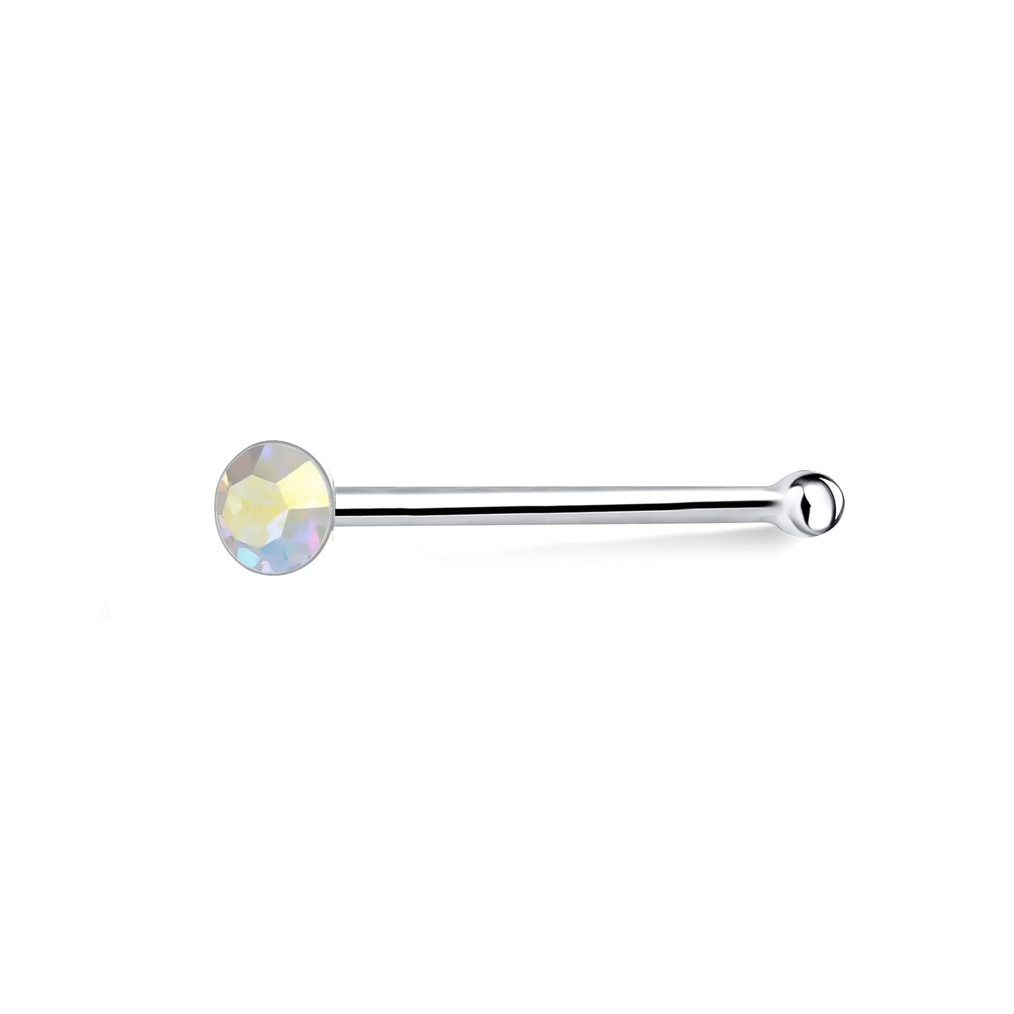 Via Mazzini Pure 925 Sterling Silver Tiny 1.5mm AB Crystal Nose Pin Stud for Women and Girls (NR05018) (B07KN6Z5XY) Amazon Price History, Amazon Price Tracker