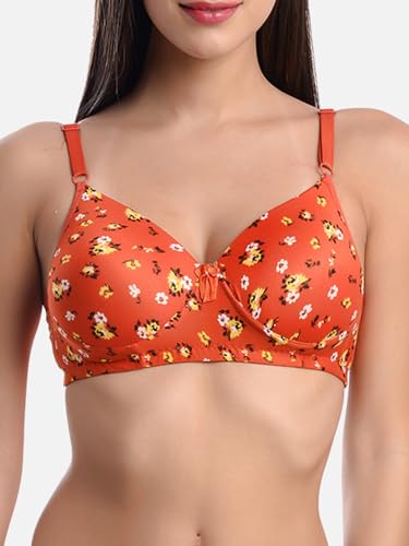 Image of FIMS - Fashion is my style Women Cotton Blend Floral Lightly Padded Bra Non-Wired Full Coverage Multicolor Cup- B