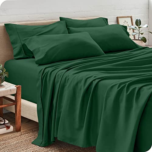 Bare Home Queen Sheet Set - 6 Piece Set - Hotel Luxury Bed Sheets - Ultra Soft - Deep Pockets - Easy Fit - Cooling & Breathable Sheets - Wrinkle Resistant - Cozy - Forest Green - Queen Sheets - 6 Pc #TOP10