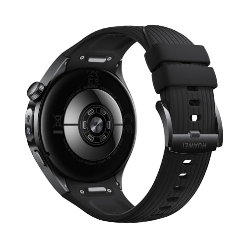 HUAWEI Montre connectée Watch 5 46 mm Bluetooth Noir avec Bracelet en fluoroélastomère Noir