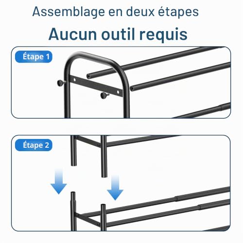 ENJOYBASICS Etagere Chaussures Extensible, Noir, 45 à 83 cm, 4 Étagères – vue 8
