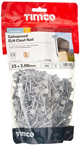 TIMco GEC25B Galvanized ELH Clout Nails 25 x 3.00 - (1kg Bag)