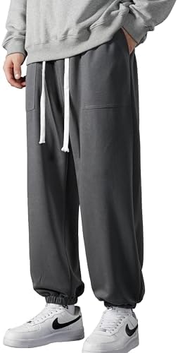 （13:30時点） [Culeevp] ズボン メンズ サルエルパンツ スウェットパンツ 大きいサイズ 秋冬服 無地 調整紐 厚手 ジョガーパンツ ゴルフパンツ 深灰4XL