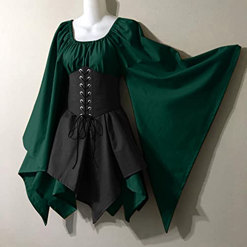 Robe médiévale pour femmes avec corset et chemise plissée taille L
