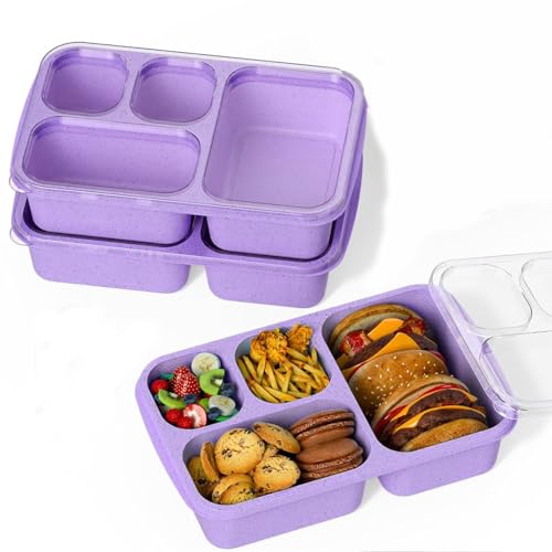 ZHUIYIWIN Pudełka na przekąski (3 sztuki), pudełka na lunch Bento wielokrotnego użytku z 3 przegródkami, dla dzieci i dorosłych, podzielone pojemniki do przechowywania żywności, do szkoły, pracy