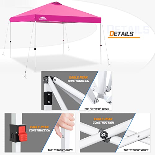 Eagle Peak 10X10 Pop Up Canopy Tent Instant Outdoor Canopy Straight Leg Shelter With Adjustable Height And Wheeled Carrying Bag (Pink) #TOP3