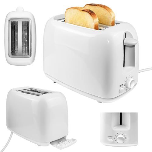Bread Toaster 2 Slice with Wide Slots, 6 Browning Settings, High Lift, Slide-out Crumb Tray, Frozen, Reheat, Stop Functions, 90s Quick Baking Compact Home Kitchen Toasters Breakfast Machine, White Mat