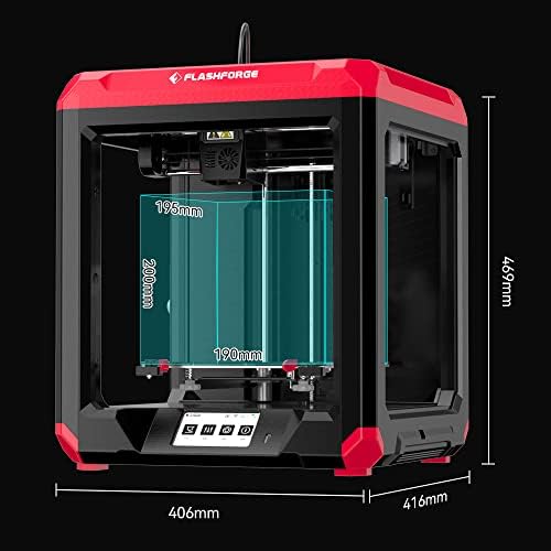 Flashforge Finder 3 3D Printer with Removable Glass Bed&PEI Flexible Platform, Direct Drive Extruder with High Temperature Nozzle, Resume Printing, Large Build Volume 190x195x200mm for Home/Beginner