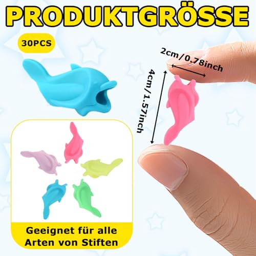 30 Stück Schreibhilfe für Stift Kinder, Silikon Griffe Bleistifthalter, Stiftehalter Kinder, Ergonomische Stifthalter für Verschiedene Stifte Bleistift Griffe