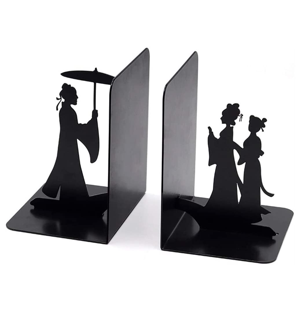 Book Ends Book Ends To Hold Books Heavy Duty,Hidden Metal Bookends For Shelves Desk Or Countertop For Home Office(F)