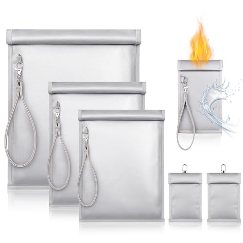 Shinylin 6 Pack Faraday Bags, Signal Blocking Pouches for Laptop Phone Car Key Tablet, Waterproof EMP Proof Anti Theft Anti Tracking Blocker Case (Silver)