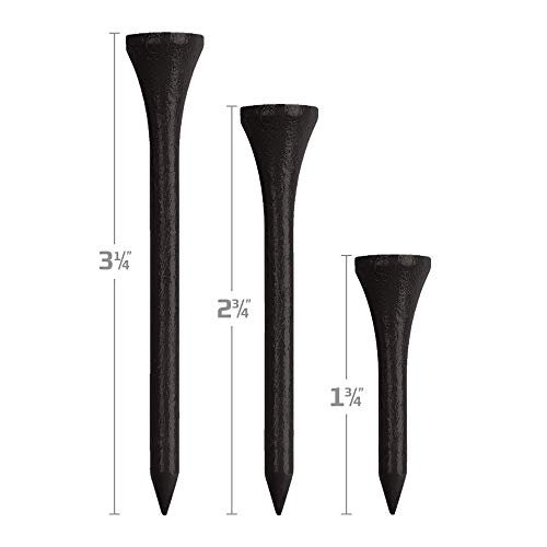 IZZO Golf Wood Golf Tees, 1.75 Inch, Black (Pack of 200)