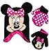 Disney Little Girls Minnie Mouse Polka Dot Hat and 2 Pairs Mittens or Gloves Cold Weather Accessory Set, Ages 2-7 (Toddler Girls Age 2-4 Hat & 2 Pair Mittens Set, Black/Dark Pink)