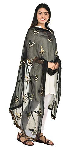 Image of YOUTHQUAKE Heavy Embroidered Work Chiffon Dupatta for Womens & Girls With Fancy Lace