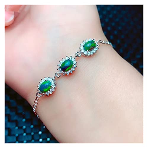 Bracelet opale noire véritable femme en argent 925 | Cadeau précieux