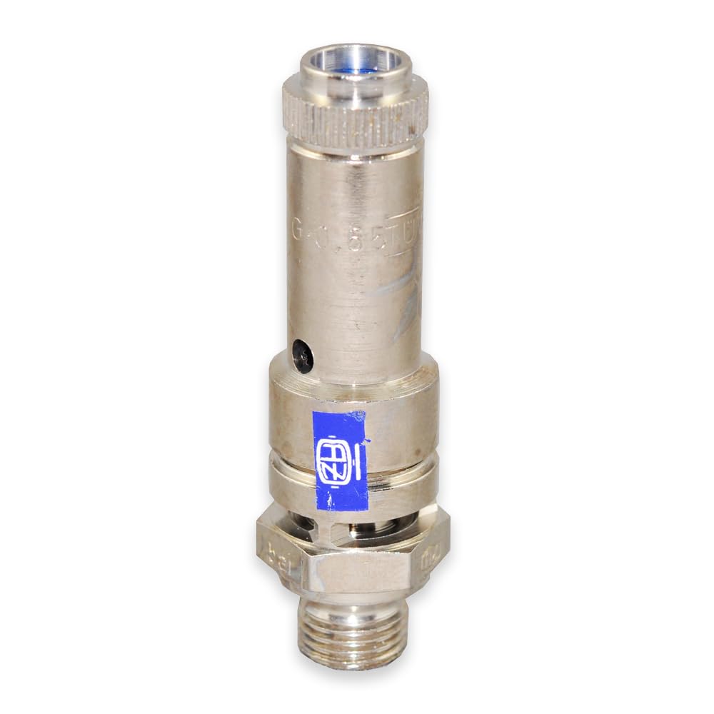 TÜV-Geprüftes Sicherheitsventil für Kompressoren - Überdruckventil, 16 bar, G 1/4", MS-vernickelt, für 15 bar Druckluftbehälter