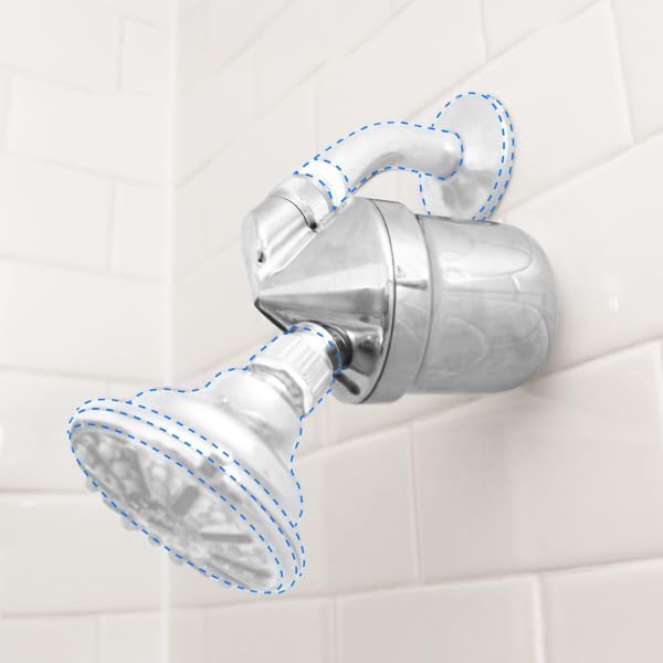 NiKKEN PiMag Wallmount Shower Filter with Chrome Finish, Chlorine Removal Filtered Shower Head, Easy Install Redox Technology Water Filter for Shower Head, Reduces Impurities for Healthier Skin & Hair