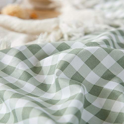 Kimko Green Check Duvet Cover Set Buffalo Plaid Bedding Set For Home,Durable,Lightweight And Breathable 【 4Pcs -1 Duvet Cover Set + 1 Flat Sheet + 2 Pillowcases】 #TOP2