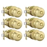 goldenwarm Gold Door Knobs Interior, 6 Pack Privacy Door Knobs Keyless Door Lock for Bedroom Bathroom Brushed Gold Door Knob Handles