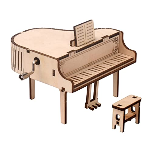 Yii Wmoc 3D Wooden Puzzle Music Box Piano, Hand Crank Music Box,Teaser Science And Education Education Diy Kits 3D Puzzles For Adults (Piano) #TOP12