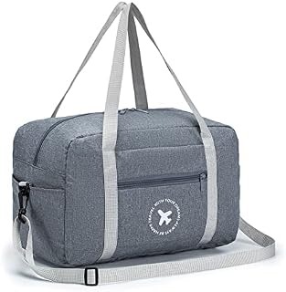 BAGZY Cabin Bag 40x20x25 cm for Ryanair Approved Size Foldable Hand Luggage Case Travel Duffel Bag Underseat Luggage Carry On Shoulder Bag Cabin Baggage Nylon Cabin Flight Holdall (Grey)