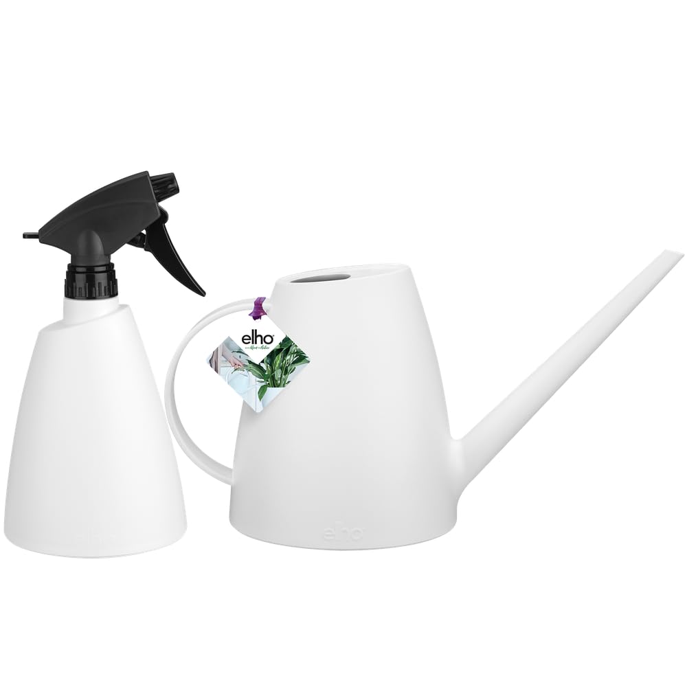 Elho Brussels Watering Can and Sprayer - Set with Watering Can and Plant Spray Bottle for Indoor - White/White