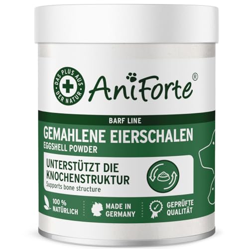 AniForte Eierschalenpulver für Hunde & Katzen 250 g – Natürliche Kalzium Quelle, Unterstützt Knochen & Zähne, Eierschalen Pulver zum Barfen, Calcium für Hunde, hohe Bio Verfügbarkeit