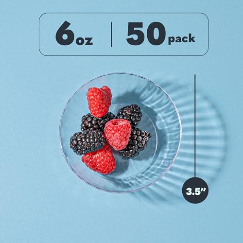 Plasticpro 50 Pack Small Plastic Bowls Crystal Like 6 Oz Bowls Elegant Clear Plastic Bowls For Party And Occasions thumb #4